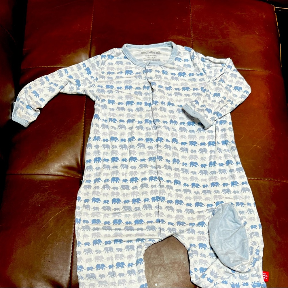 Magnetic Me Easy-Close, Dancing elephants Modal Coverall with Footies